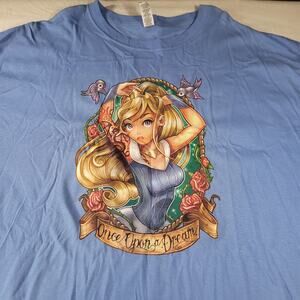 Once Upon A Dream M&O Gold Short Sleeve Graphic T-Shirt Mens Size XL Blue